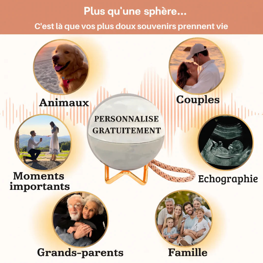 Light sphere with integrated video to relive your most beautiful memories